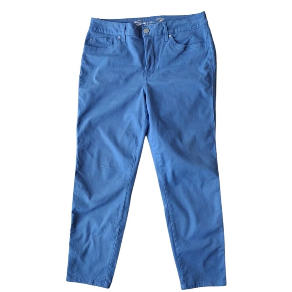 SEVEN7 Jeans Women's 12 Blue Twill‎ Skinny Capri Stretch Comfort Colorful Travel